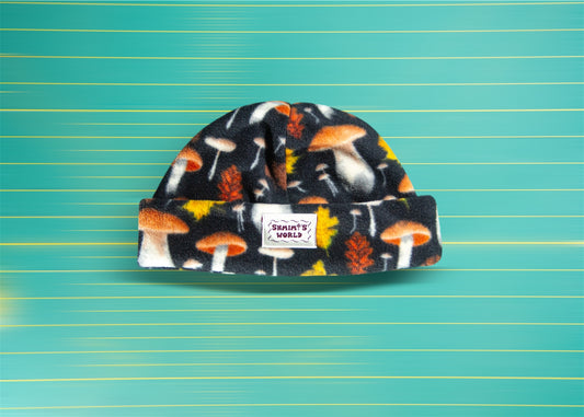 Mushrooms & Leaves Fleece Beanie